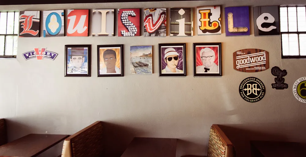 River city drafthouse interior with decorated walls